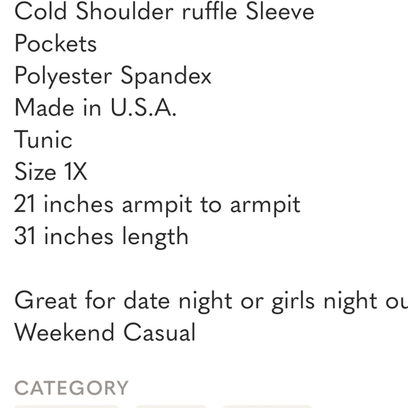 🍁🍂Glitzy Girlz Open Shoulder Top 1x - Picture 4 of 4